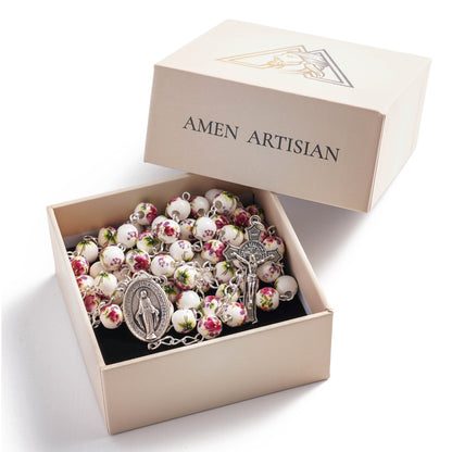 Pansy Ceramic Rosary Amen Artisan