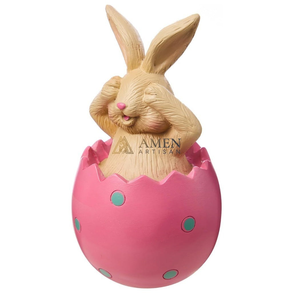Easter Bunny Egg Statue Amen Artisan