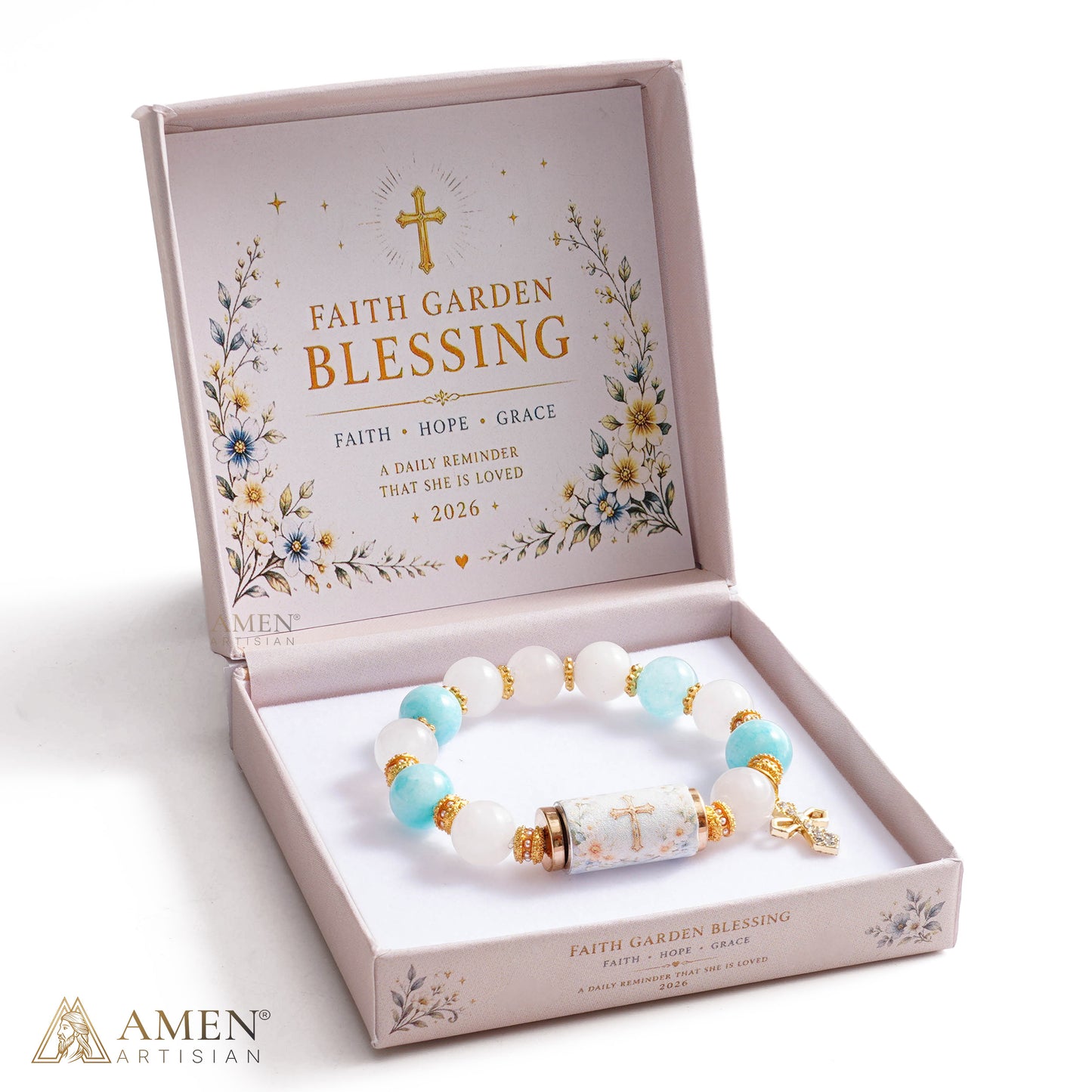 A Cool, Gentle Reminder of Faith — Natural Crystal Cross Bracelet