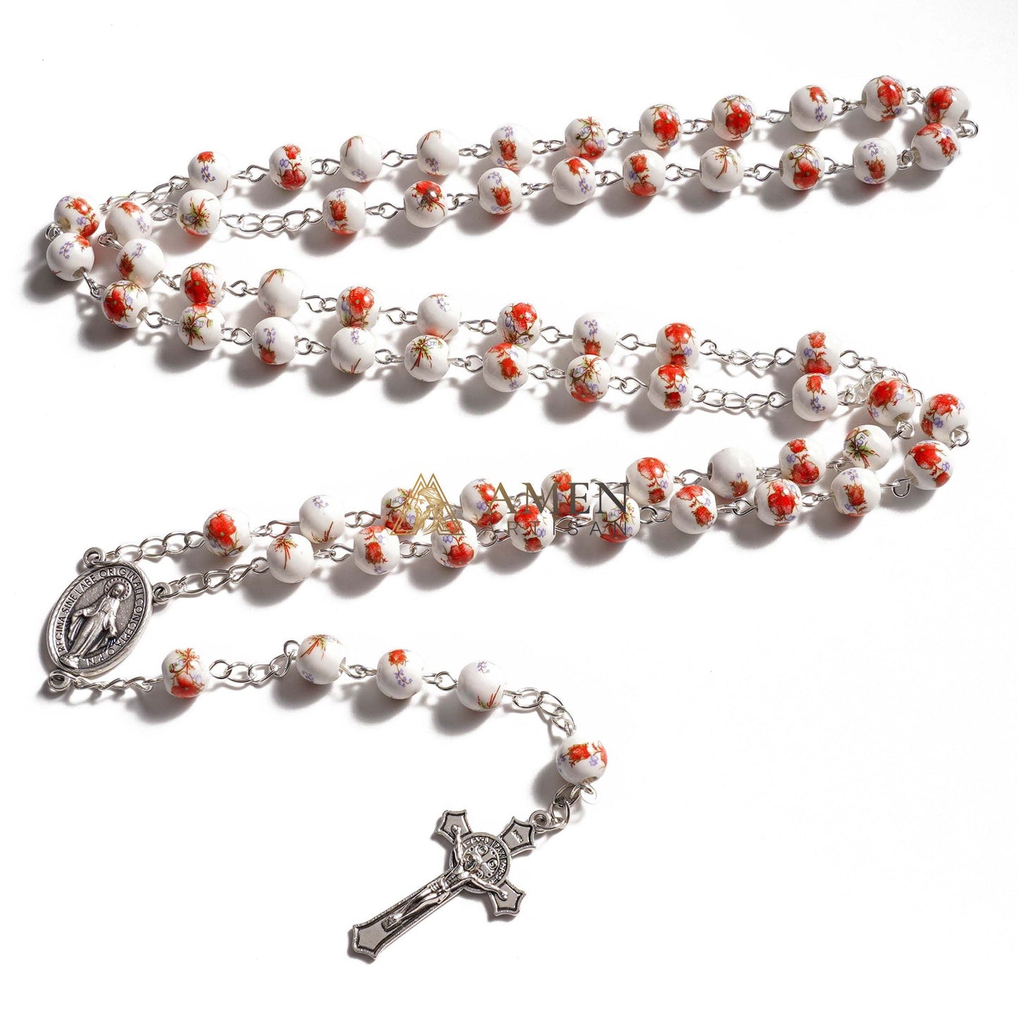 Plum Blossom Ceramic Rosary Amen Artisan