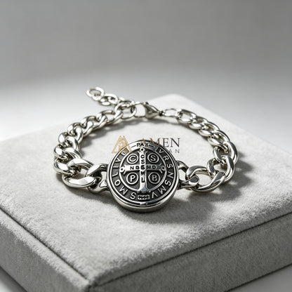 【DEAl TODAY】Saint Benedict Cross Cuban Link Bracelet - Protection, Strength & Faith |  Amen Artisan