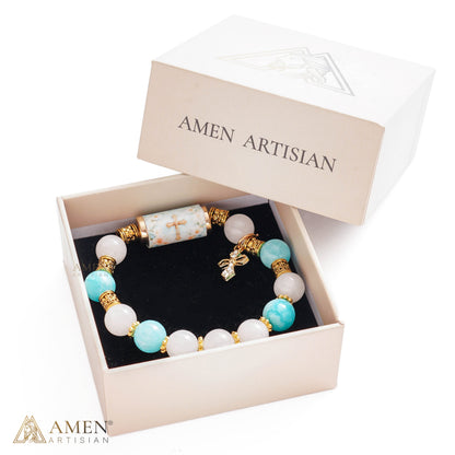 A Cool, Gentle Reminder of Faith — Natural Crystal Cross Bracelet