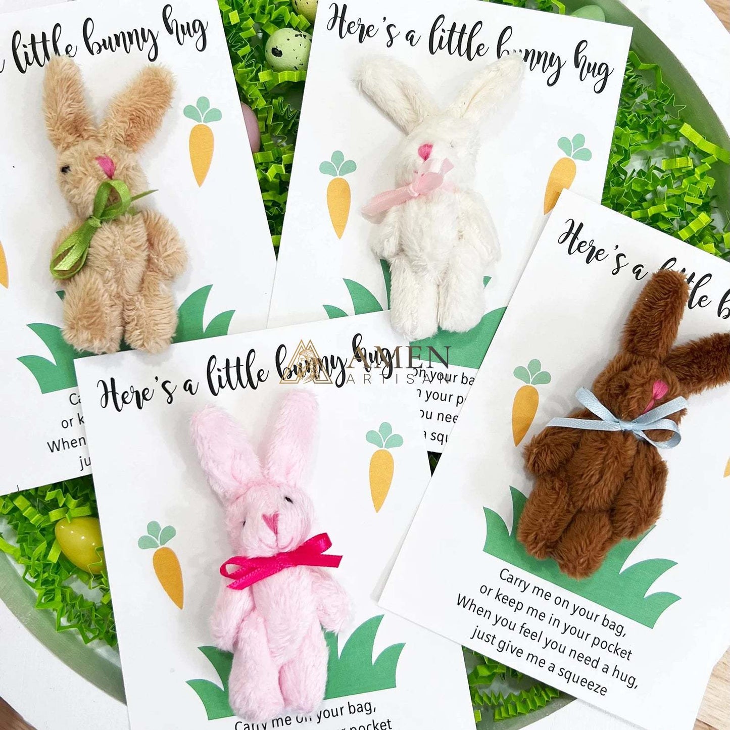 Cuddly Bunny Pocket Hug Charm Amen Artisan