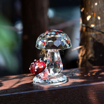 Crystal Mushroom & Ladybug Figurine Amen Artisan