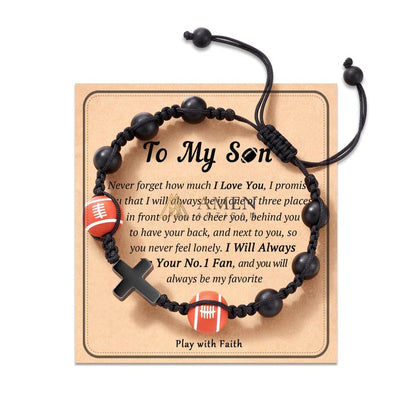 Cross Football Braided Bracelet Amen Artisan