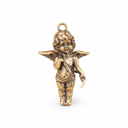 Handcrafted Solid Brass Guardian Angel Figurine - Protection, Peace & Blessing |  Amen Artisan