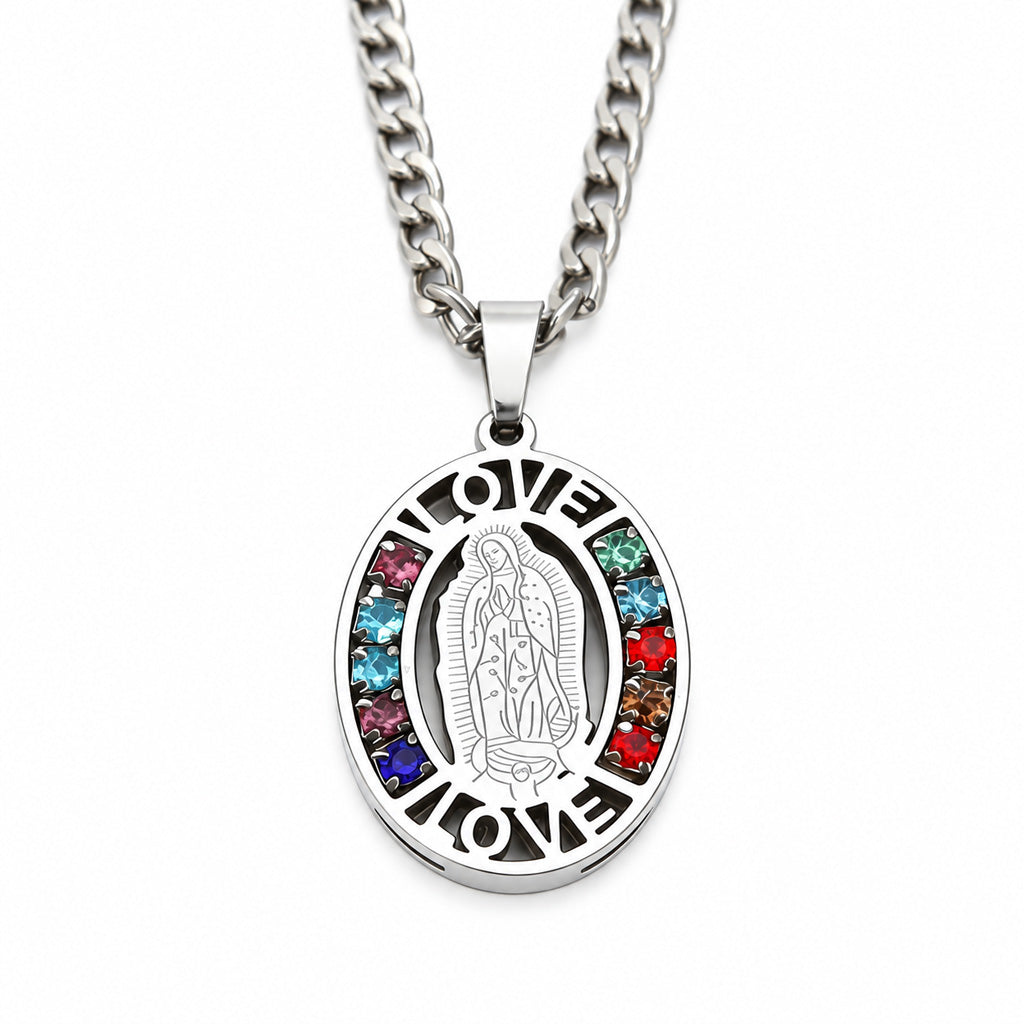 【DEAL TODAY】St. Benedict Medal Necklace — 316 Stainless Steel with Multicolor Stone Accents