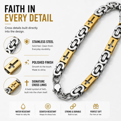 【DEAL TODAY】Two-Tone Cross Link Chain Necklace