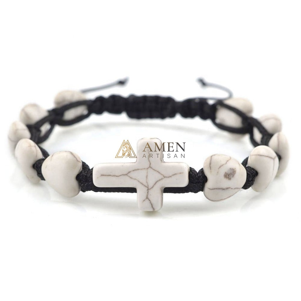 Heart-Shaped Turquoise Cross Bracelet  Amen Artisan