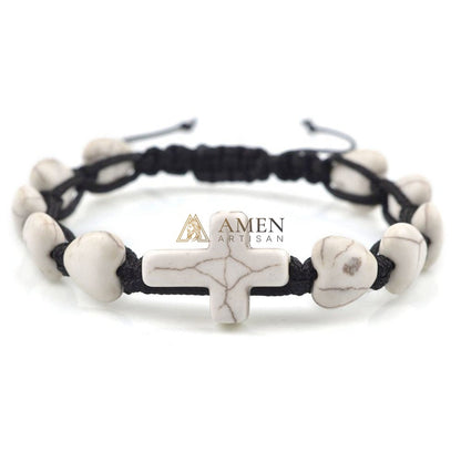 Heart-Shaped Turquoise Cross Bracelet  Amen Artisan