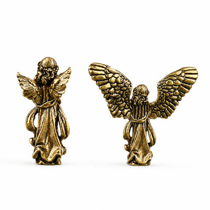 Handcrafted Solid Brass Guardian Angel Figurine - Protection, Peace & Blessing |  Amen Artisan