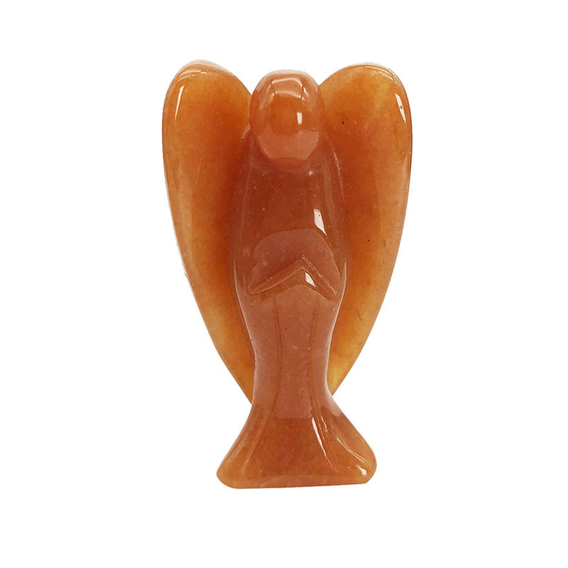 Natural Crystal Angel Figurine Gemstone Energy Keeper, Healing Guardian Decor Amen Artisan