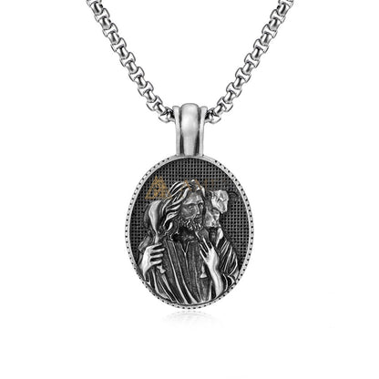 Jesus & Lamb Oval Pendant Necklace Amen Artisan