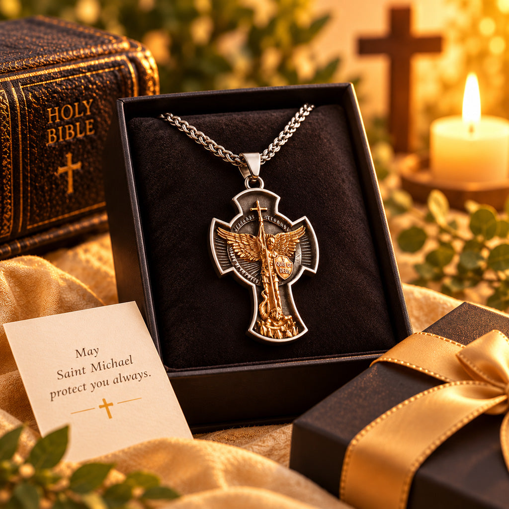 St. Michael Cross Pendant Necklace