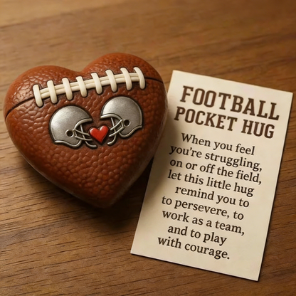 Heart Football Pocket Hug Ornament Amen Artisan