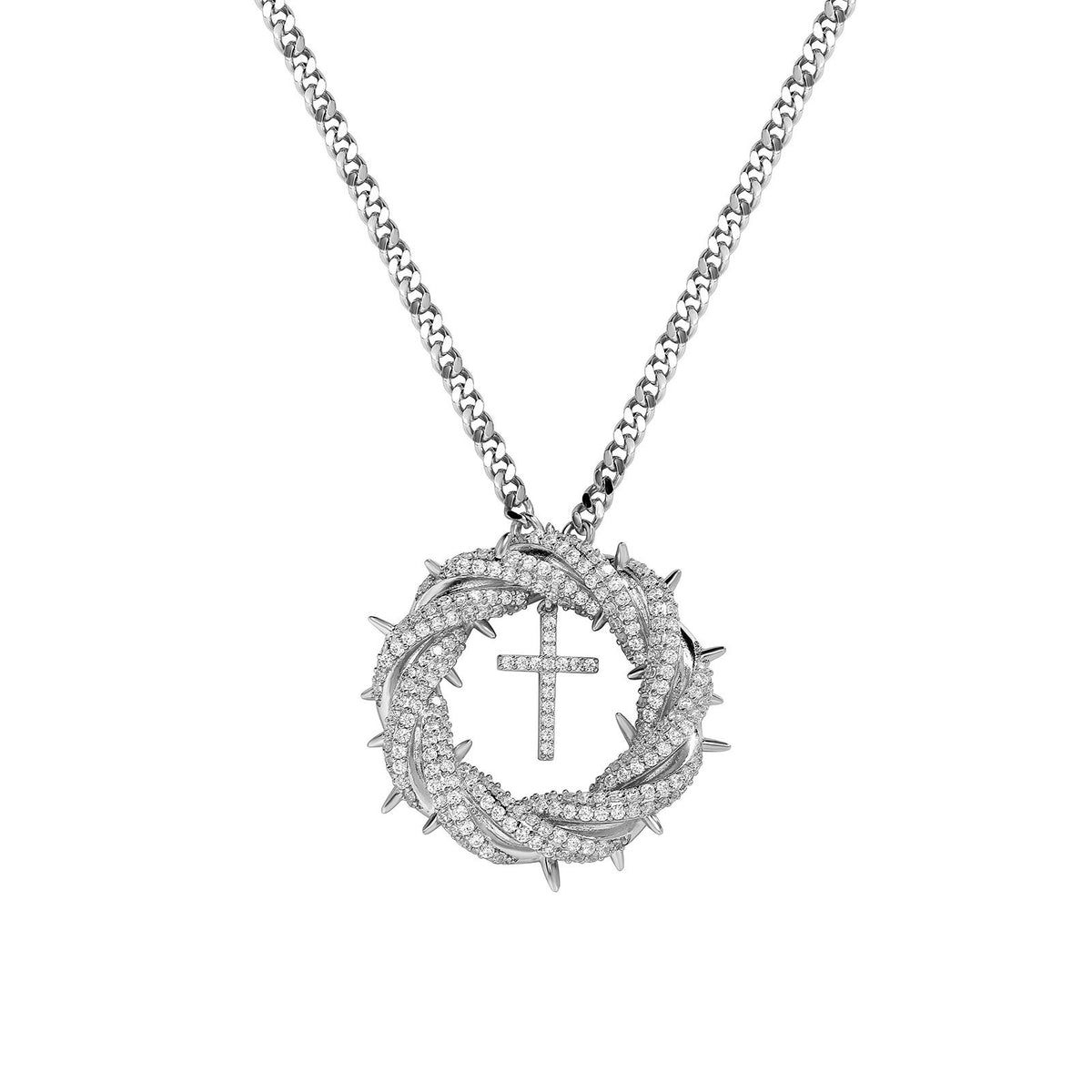Crown of Thorns Cross Pendant Necklace