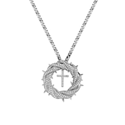 Crown of Thorns Cross Pendant Necklace