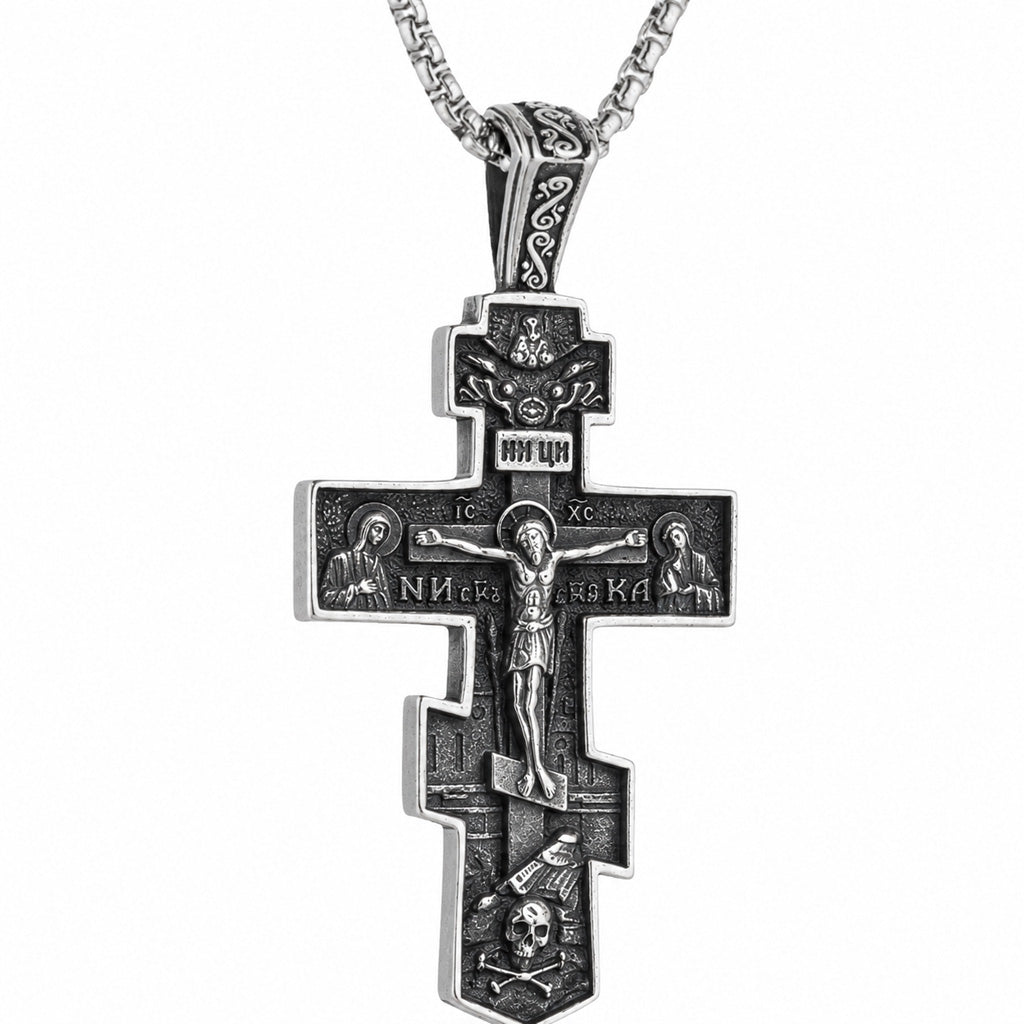 Silver-Tone Detailed Crucifix Necklace for Prayer and Everyday Faith