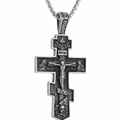 Silver-Tone Detailed Crucifix Necklace for Prayer and Everyday Faith