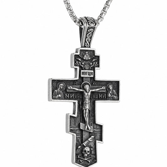 Silver-Tone Detailed Crucifix Necklace for Prayer and Everyday Faith
