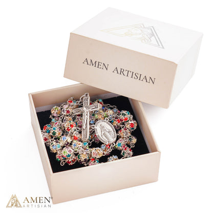 Sparkling Rhinestone Bead Rosary with Marian Medal — Devotion
