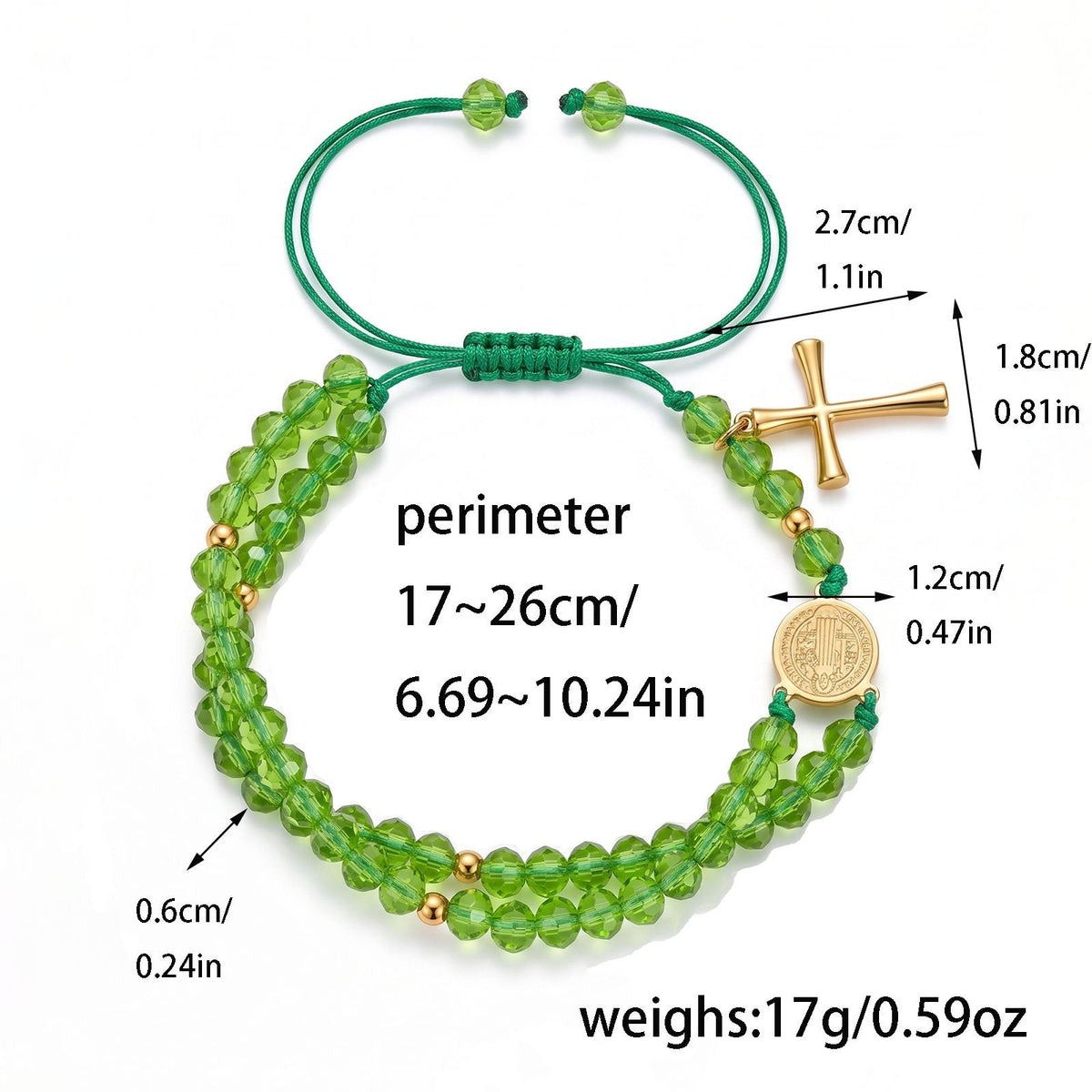 【DEAL TODAY】Adjustable St. Benedict Medal Double-Strand Bracelet with Cross Charm