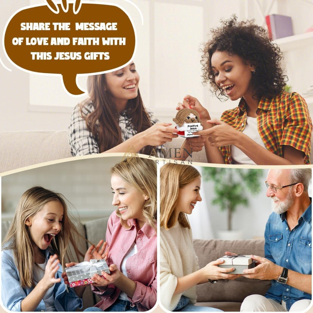 Handmade Positive Jesus Crochet Doll Amen Artisan