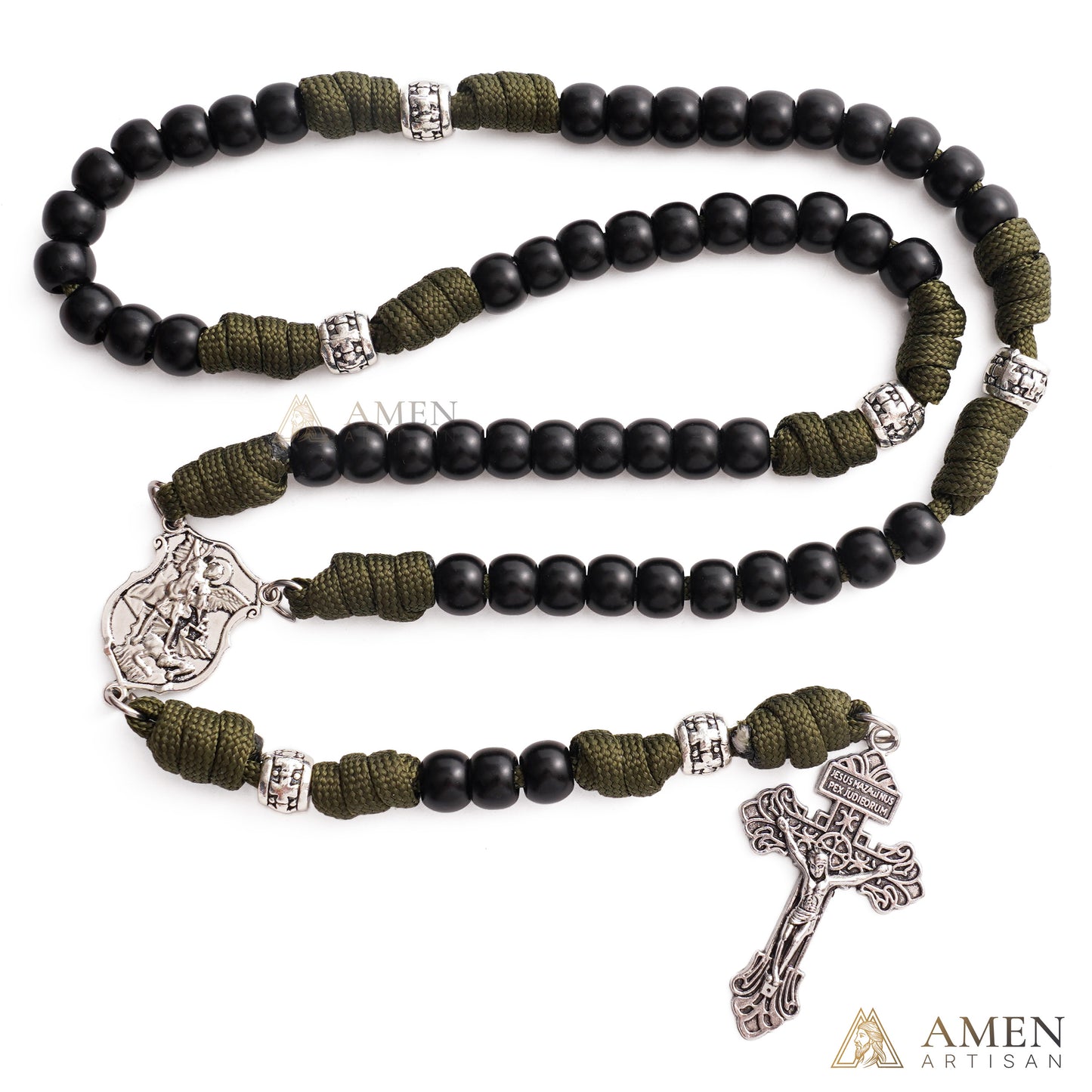 【Deal Today】St. Michael Combat Rosary Paracord Rosary – Faith & Valor Amen Artisan