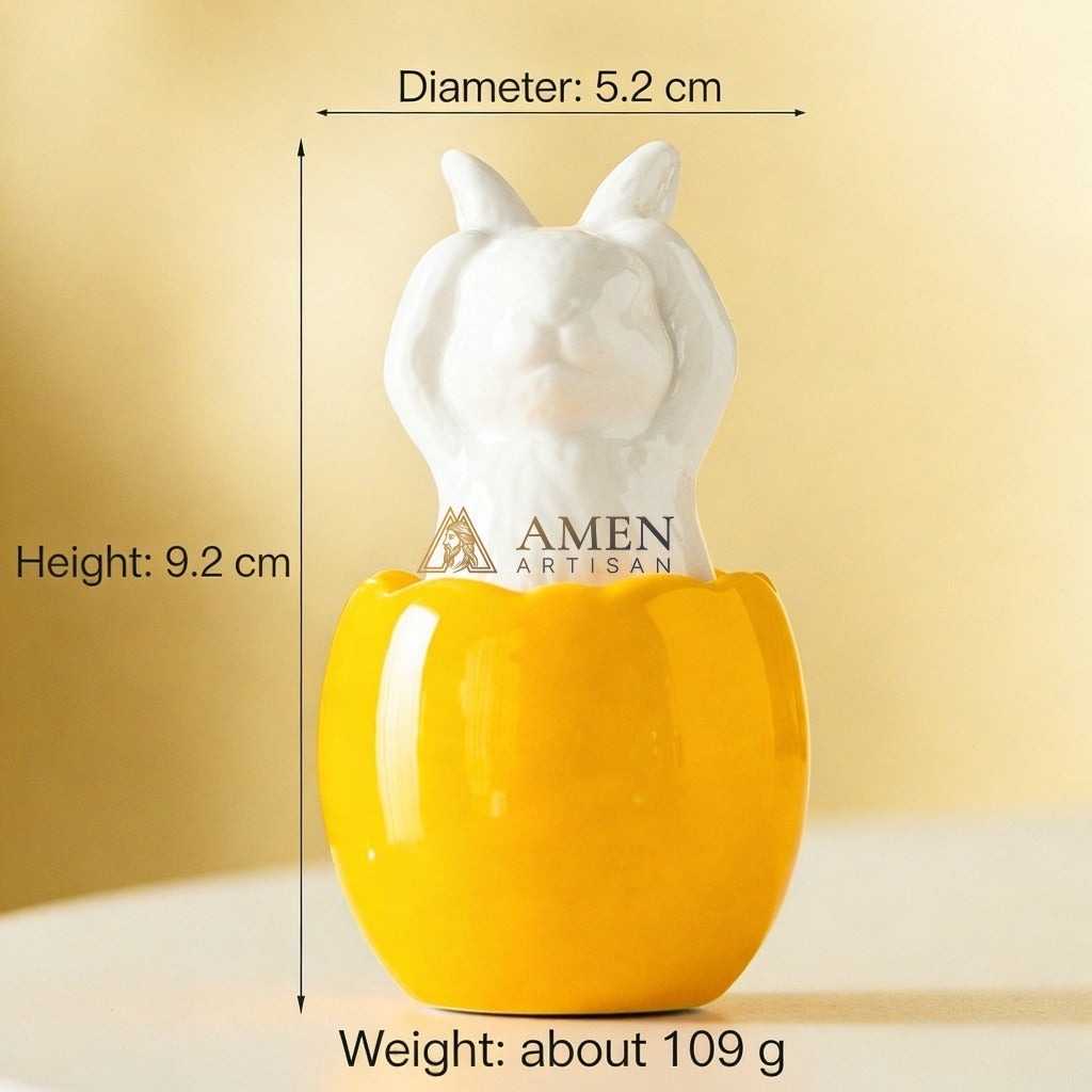 Easter Ceramic Bunny Egg Statue Amen Artisan