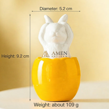 Easter Ceramic Bunny Egg Statue Amen Artisan