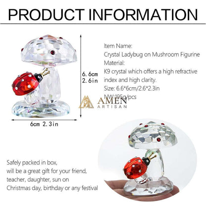 Crystal Mushroom & Ladybug Figurine Amen Artisan