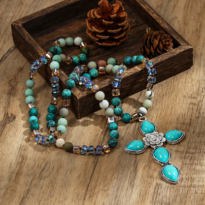 Turquoise Accent Cross Necklace