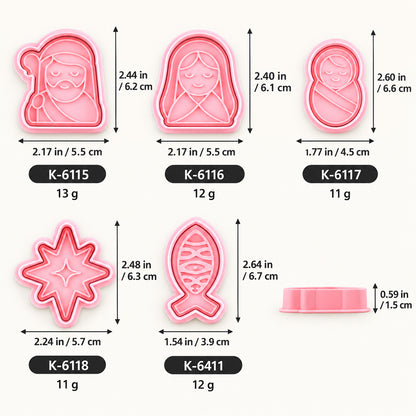 Nativity Cookie Cutter & Stamp Set – Mary, Joseph & Baby Jesus Christmas Baking