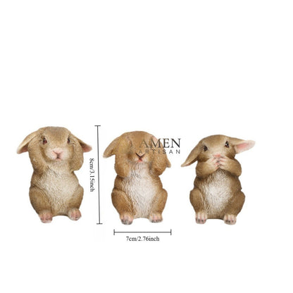 Easter Bunny Figurine Set Amen Artisan