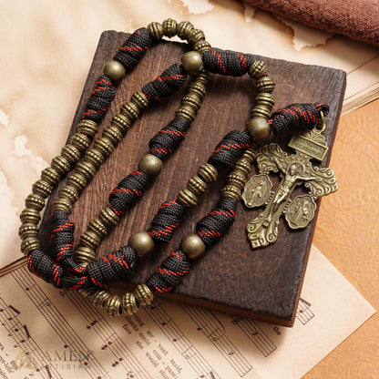 A Steady Rhythm of Prayer — Bronze Paracord Rosary with Smooth-Turning Beads