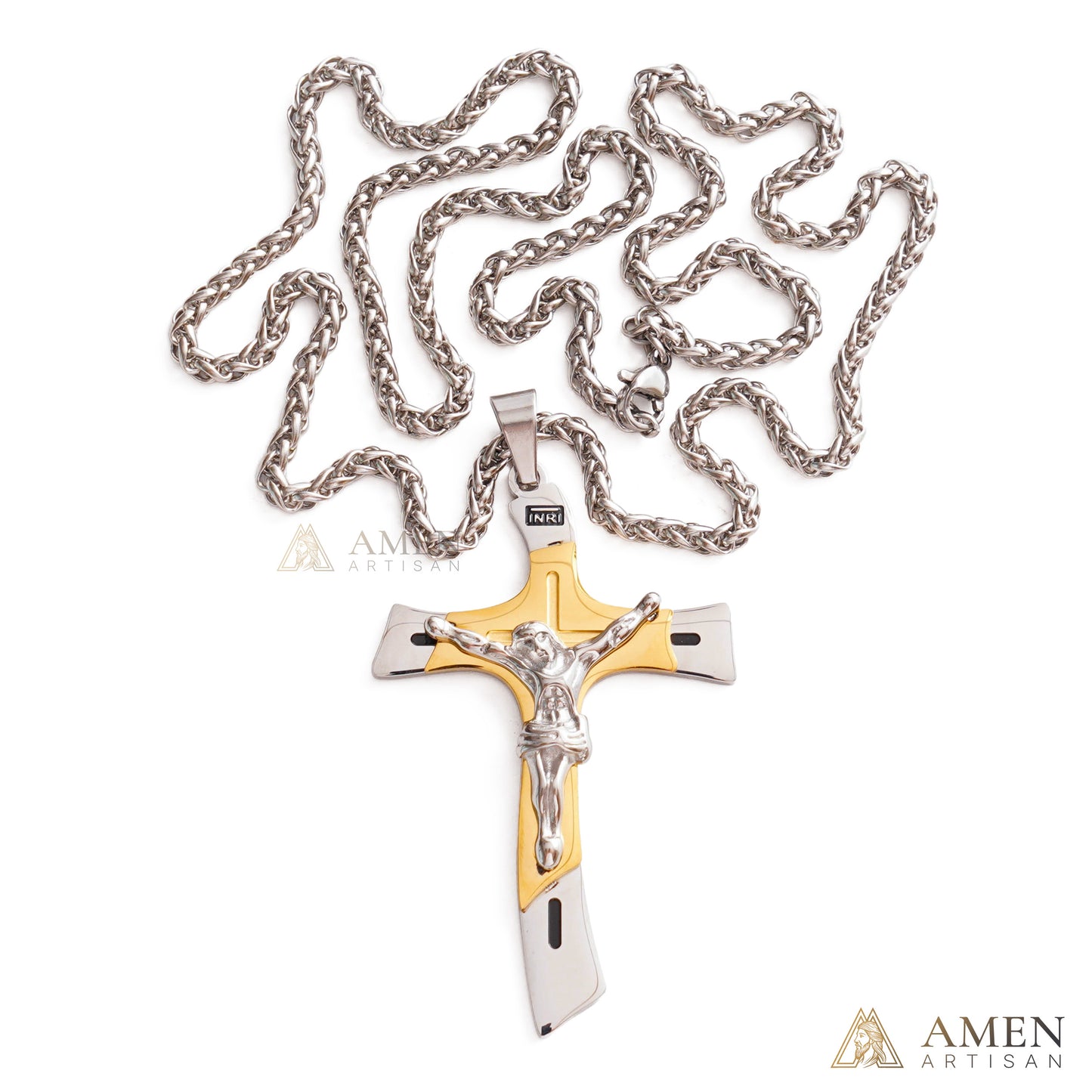 Two-Tone Jesus Crucifix Necklace - Faith & Redemption