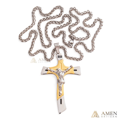 Two-Tone Jesus Crucifix Necklace - Faith & Redemption