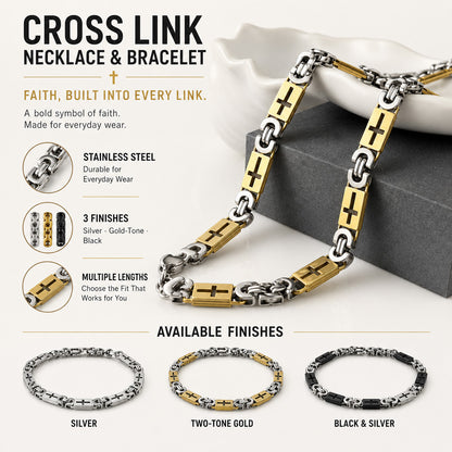 【DEAL TODAY】Two-Tone Cross Link Chain Necklace
