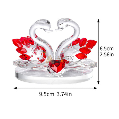 Crystal Heart-shaped Double Swans Figurine  Amen Artisan