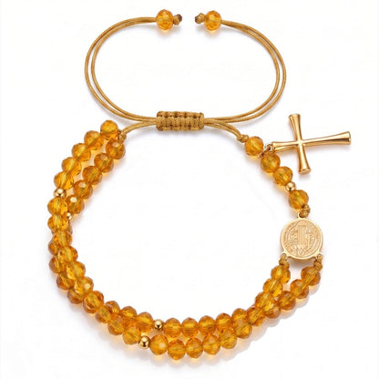 【DEAL TODAY】Adjustable St. Benedict Medal Double-Strand Bracelet with Cross Charm