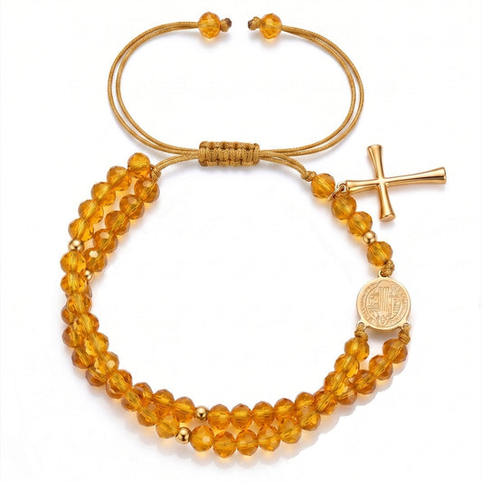 【DEAL TODAY】Adjustable St. Benedict Medal Double-Strand Bracelet with Cross Charm