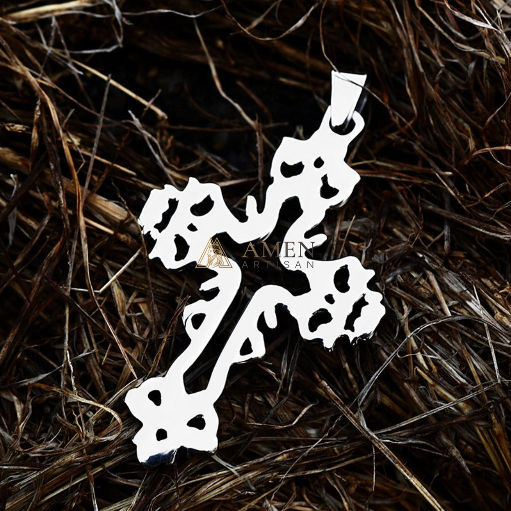 Hollow Cross Pendant Necklace Amen Artisan