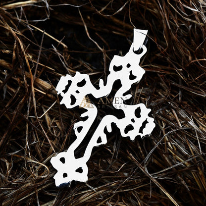 Hollow Cross Pendant Necklace Amen Artisan