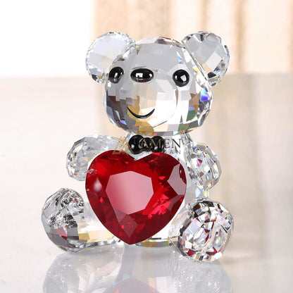 Crystal Heart Bear Figurine Amen Artisan