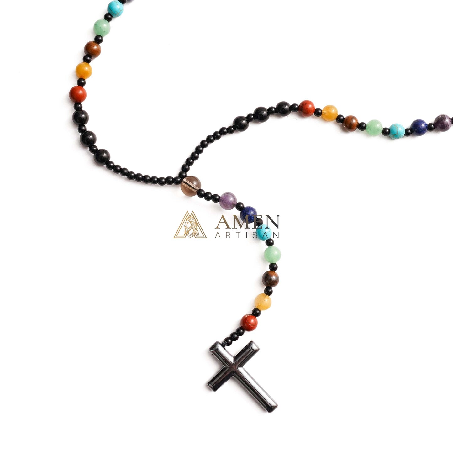 Multicolor Cross Rosary Amen Artisan