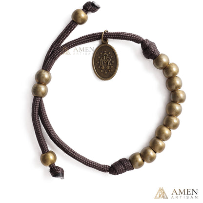 Brown Braided Prayer Bracelet with Antique Bronze Beads — Blessing