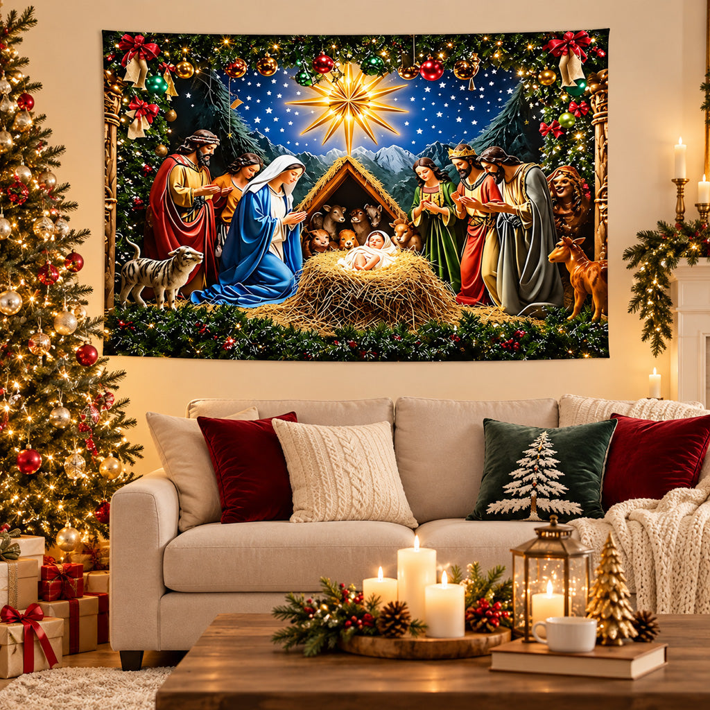 Christmas Nativity Scene Backdrop