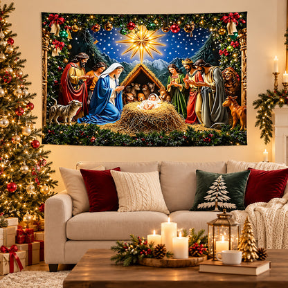 Christmas Nativity Scene Backdrop