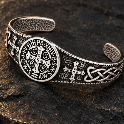 St. Benedict Medal Cuff Bracelet — Faith, Strength & Protection