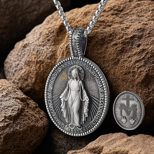 Virgin Mary Titanium Stee Pendent Amen Artisan